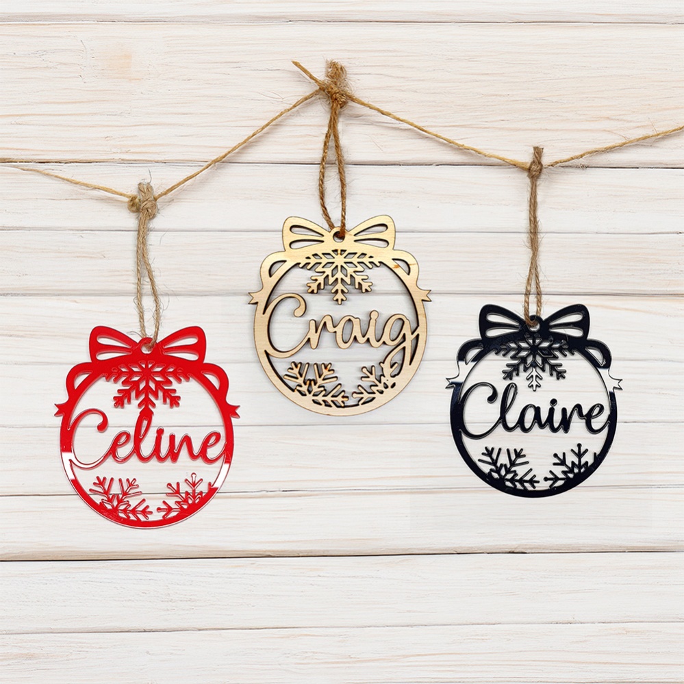 Personalised Christmas Baubles With Bow